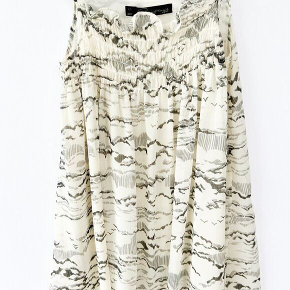 Patterson J Kincaid White Gray Bird Print Ruched Tank Dress XS - Picture 4 of 8